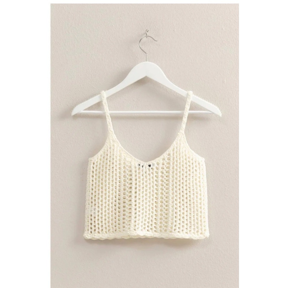 FCT WITH LOVE Cream White Crochet Knit Camisole Top Small NWT Boho